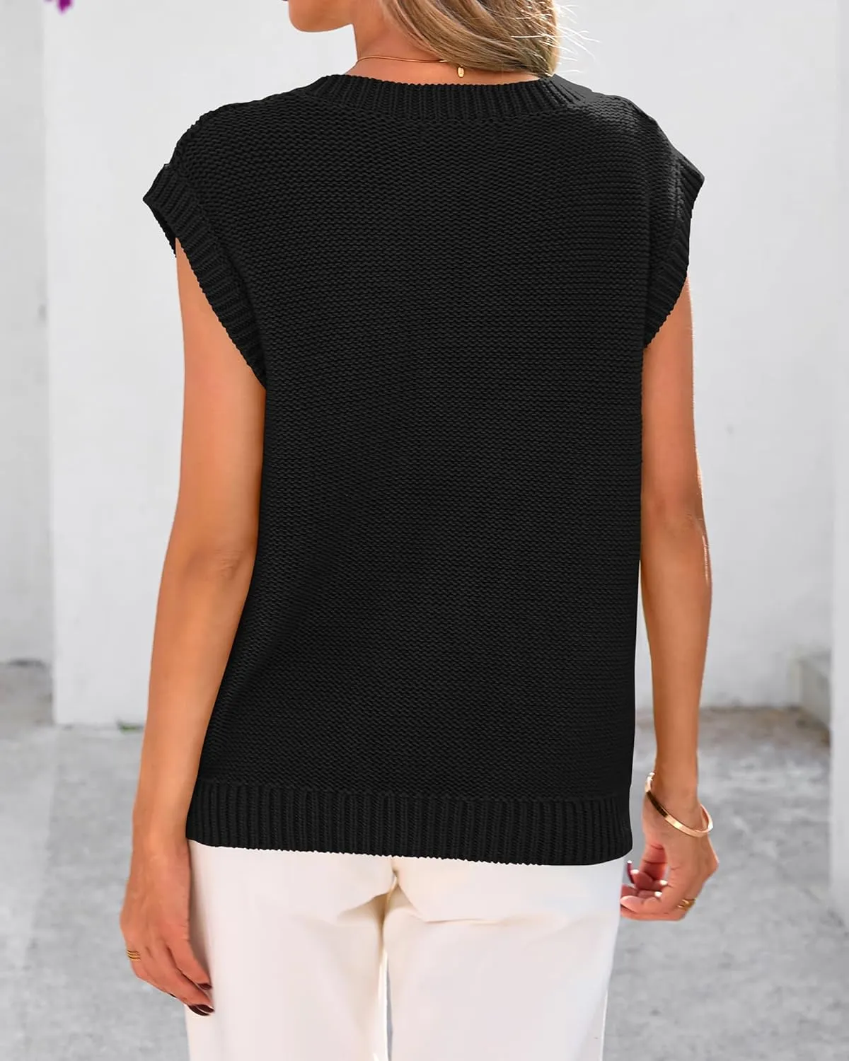 BTFBM Womens Oversized Sweater Vest 2025 Summer V Neck Casual Sleeveless Sweaters Loose Cable Knit Pullover Tops