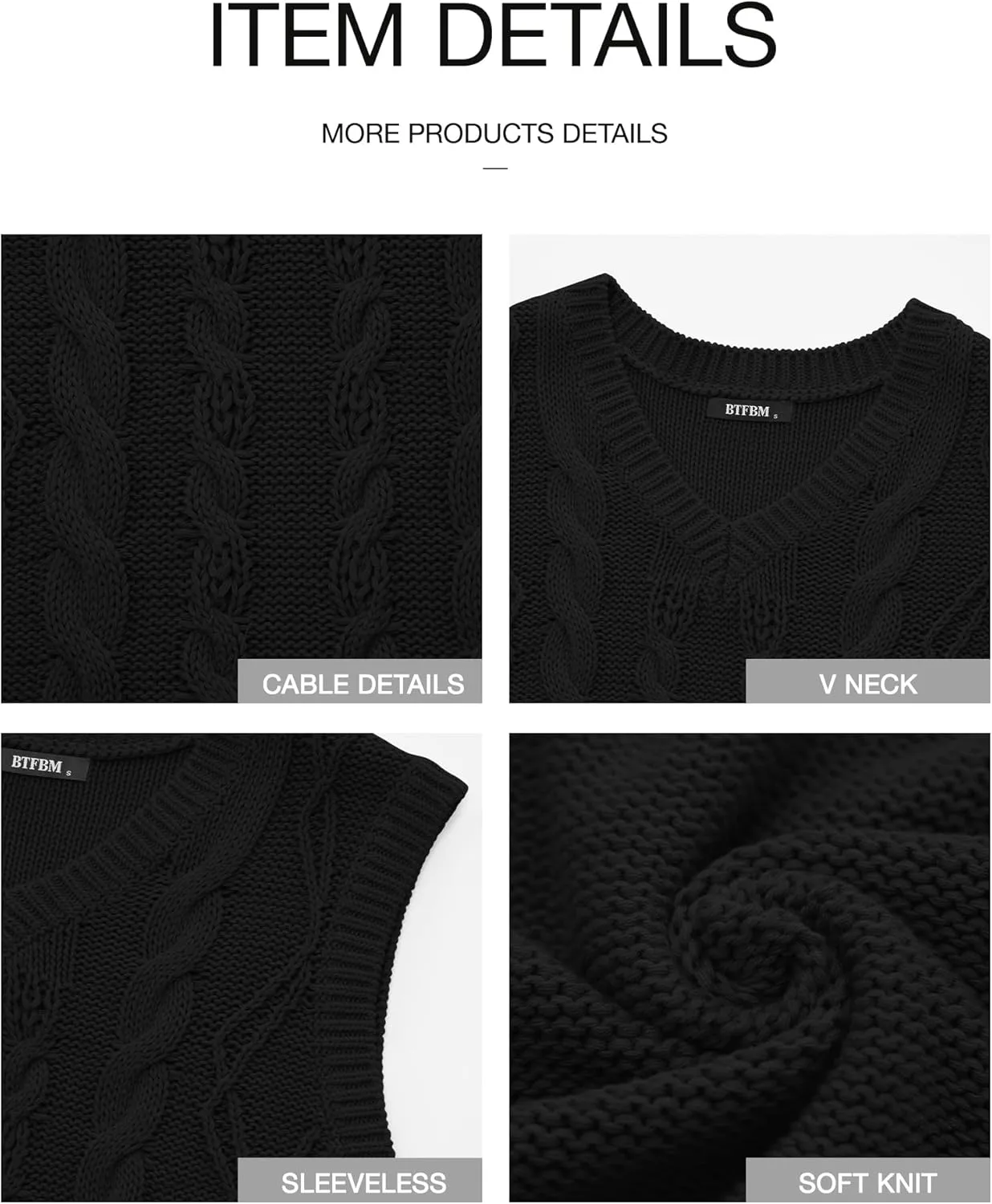 BTFBM Womens Oversized Sweater Vest 2025 Summer V Neck Casual Sleeveless Sweaters Loose Cable Knit Pullover Tops