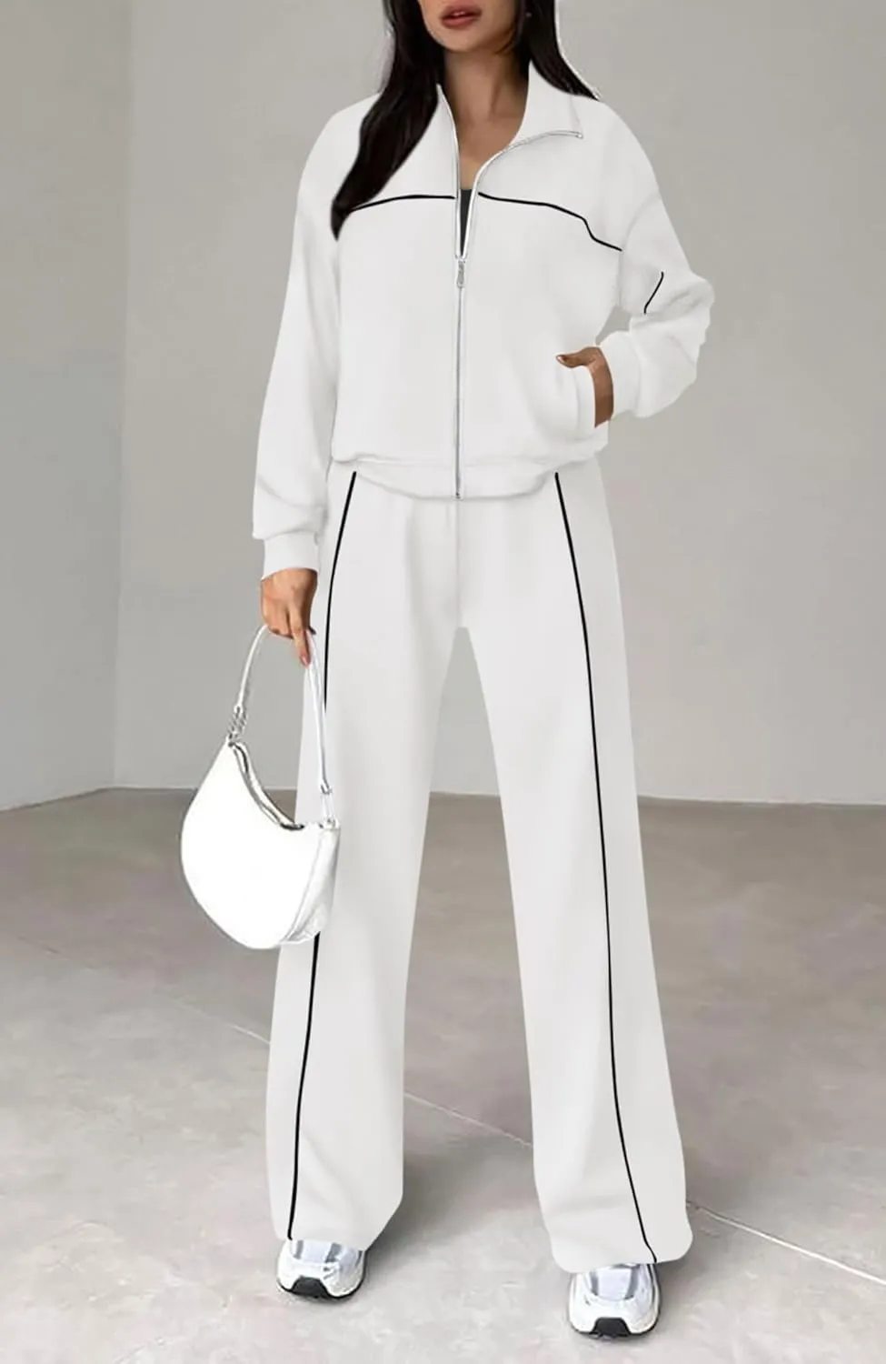 BTFBM Women's Two Piece Tracksuit Fall 2025 Long Sleeve Zip Up Sweatshirt Long Pants Outfits Jogger Sweatsuit Sets