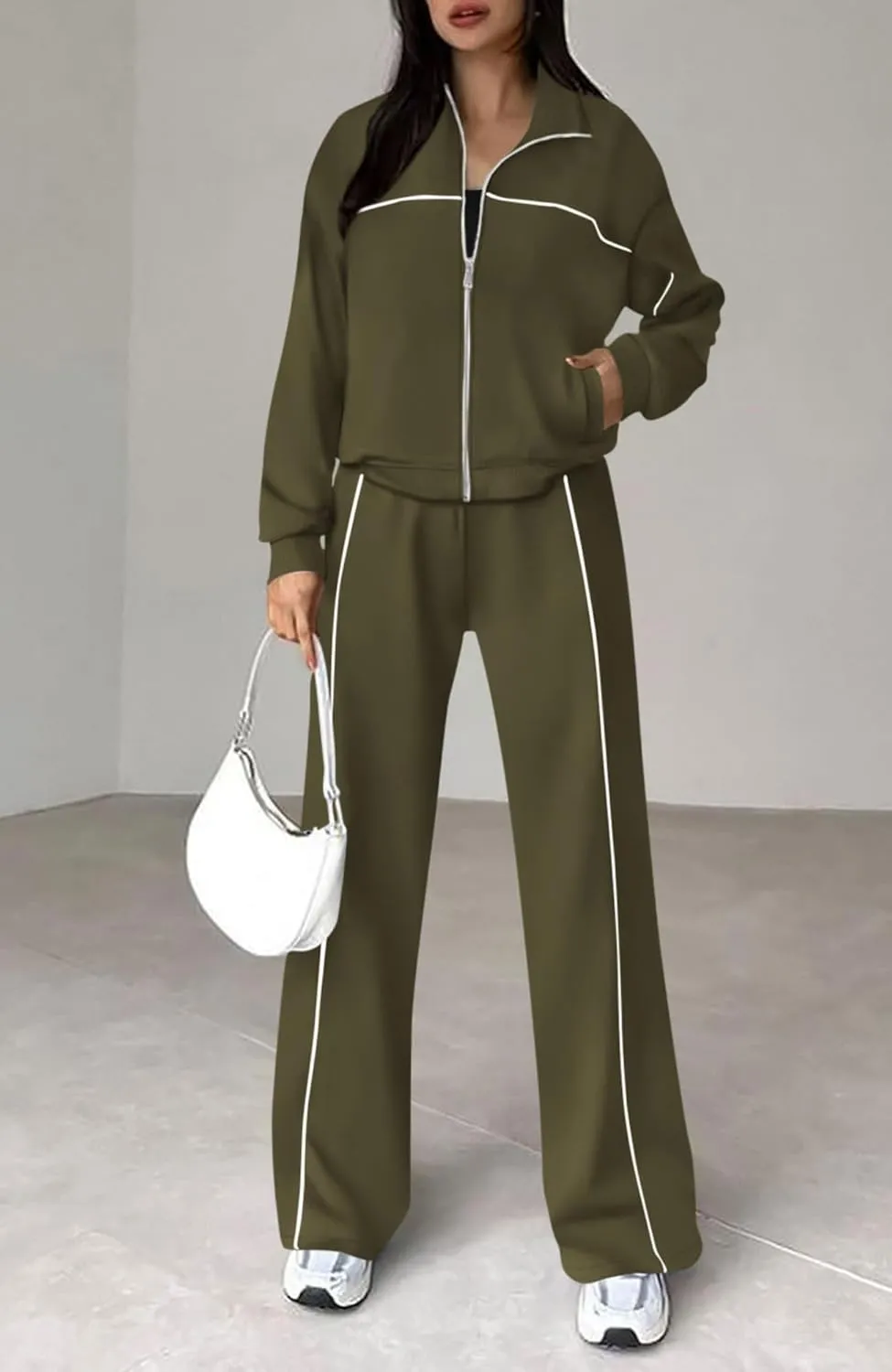 BTFBM Women's Two Piece Tracksuit Fall 2025 Long Sleeve Zip Up Sweatshirt Long Pants Outfits Jogger Sweatsuit Sets