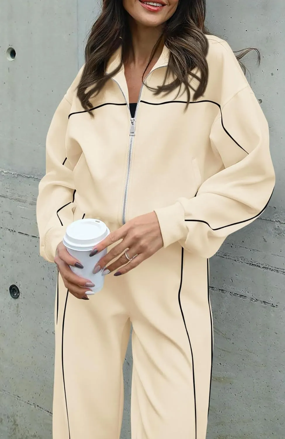 BTFBM Women's Two Piece Tracksuit Fall 2025 Long Sleeve Zip Up Sweatshirt Long Pants Outfits Jogger Sweatsuit Sets