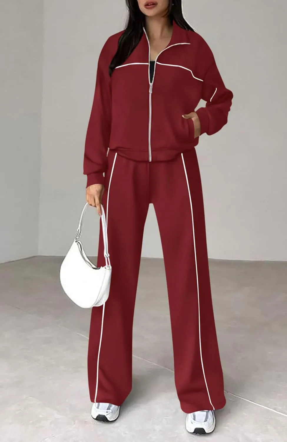 BTFBM Women's Two Piece Tracksuit Fall 2025 Long Sleeve Zip Up Sweatshirt Long Pants Outfits Jogger Sweatsuit Sets