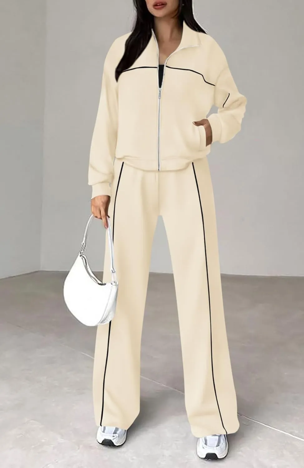 BTFBM Women's Two Piece Tracksuit Fall 2025 Long Sleeve Zip Up Sweatshirt Long Pants Outfits Jogger Sweatsuit Sets