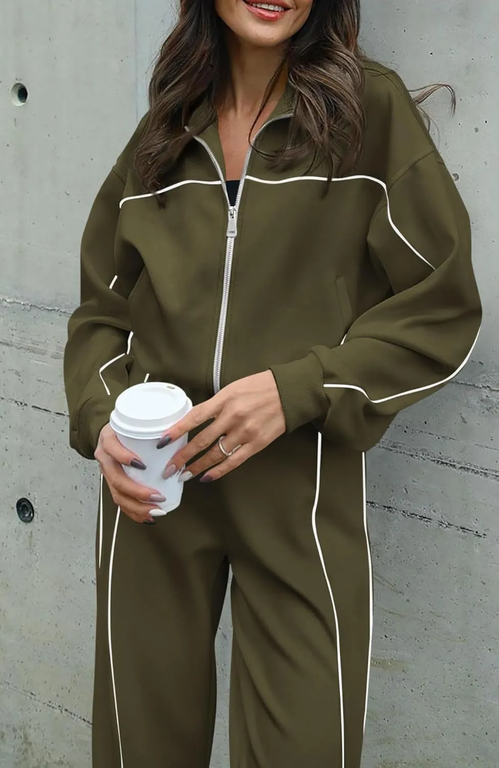 BTFBM Women's Two Piece Tracksuit Fall 2025 Long Sleeve Zip Up Sweatshirt Long Pants Outfits Jogger Sweatsuit Sets