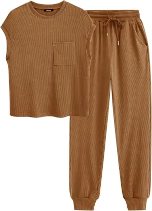 BTFBM Women's Two Piece Tracksuit Short Sleeve Tops Long Pants With Drawstring Outfits Jogger Sets
