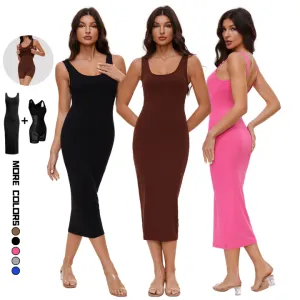Built in Shapewear Bra Dresses-مدمج لتشكيل الجسم،
