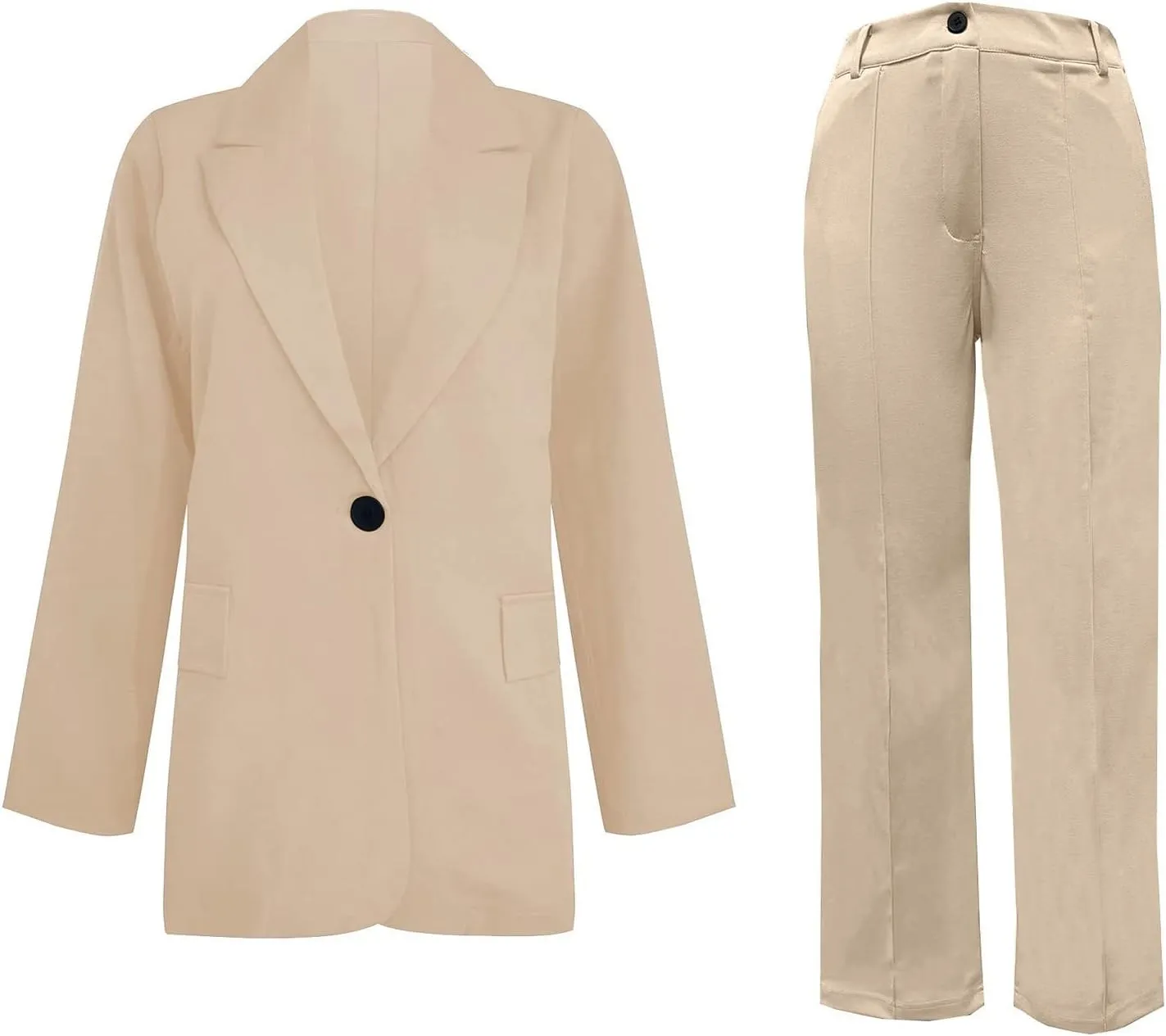 Business Casual Pant Suits Womens 2 Piece Outfits Dressy Casual Long Sleeve Blazer Sets Plus Size Wide Pants Suit Set