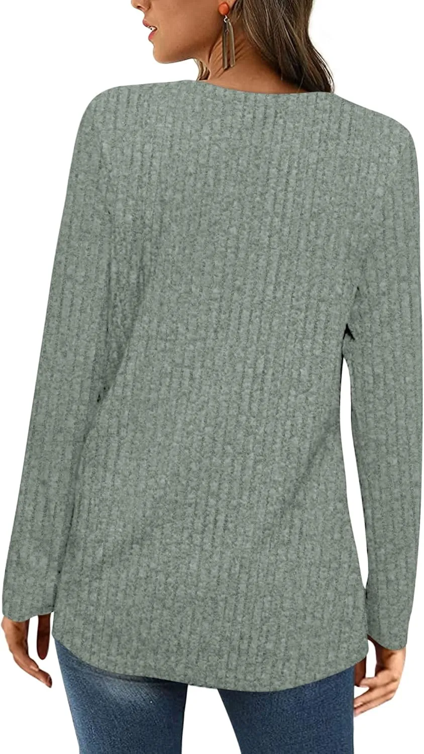 BZB Women's Sweaters Fall 2024 Lightweight Long Sleeve Square Neck Tunic Tops