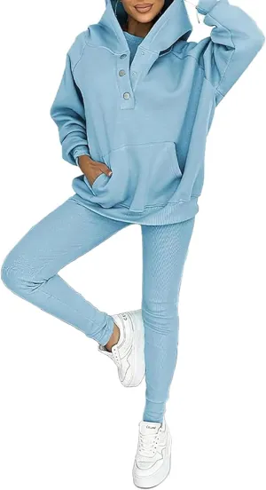 Calmlily 3 Piece Hoodie Set Women, Calmlily 3 Piece Set, Calmlily Oversized Hooded Casual 3pc Sweatshirt Suit