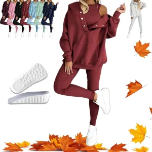 Calmlily 3 Piece Hoodie Set Women, Calmlily Solid Oversized Button Hoodie, 3 Piece Oversized Hoodie Sets for Women