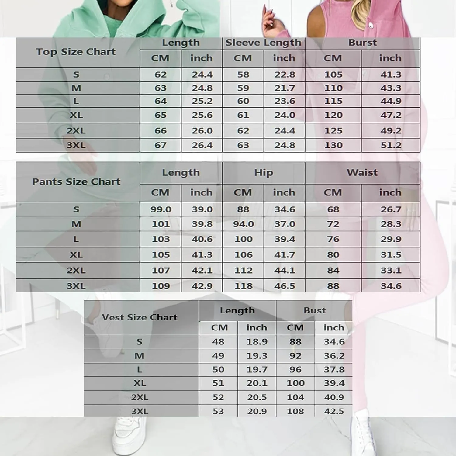 Calmlily 3 Piece Hoodie Set Women, Calmlily Solid Oversized Button Hoodie, Casual Hooded & Sweatshirt Suit
