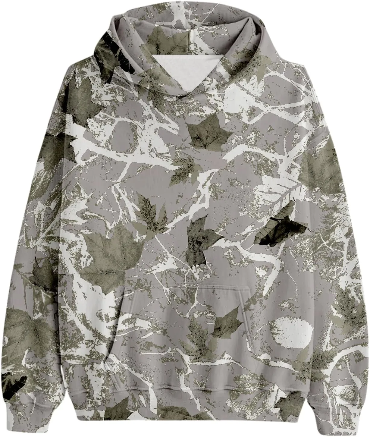 Camo Hoodies for Women Maple Leaf Print Oversized Hooded Sweatshirt Lightweight Pullover Sweatshirts with Pocket