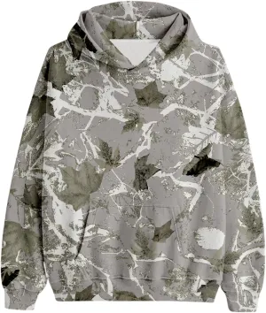 Camo Hoodies for Women Maple Leaf Print Oversized Hooded Sweatshirt Lightweight Pullover Sweatshirts with Pocket
