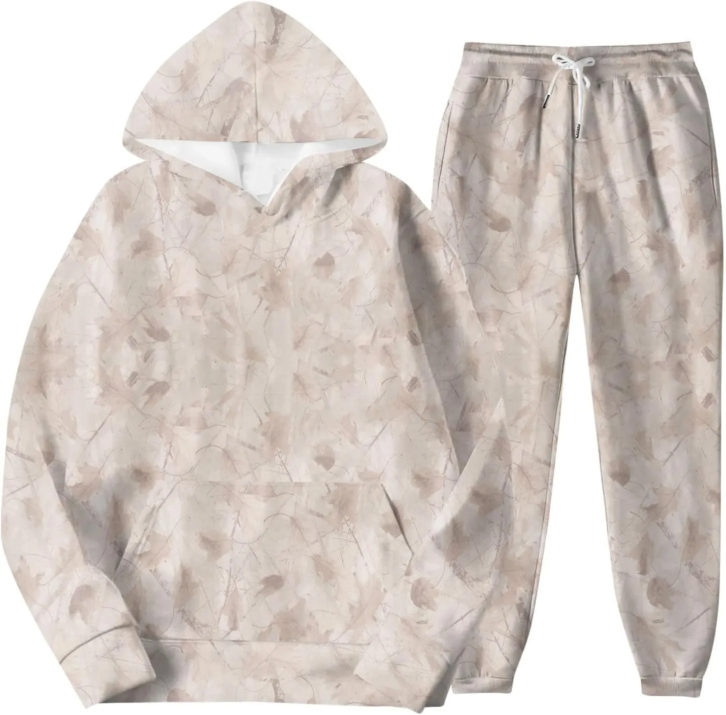 Camo Sweatsuits for Women Set 2 Piece Camo Hoodies Maple Leaf Print Hoodie Oversized Sweatshirt Sweatpants Outfits