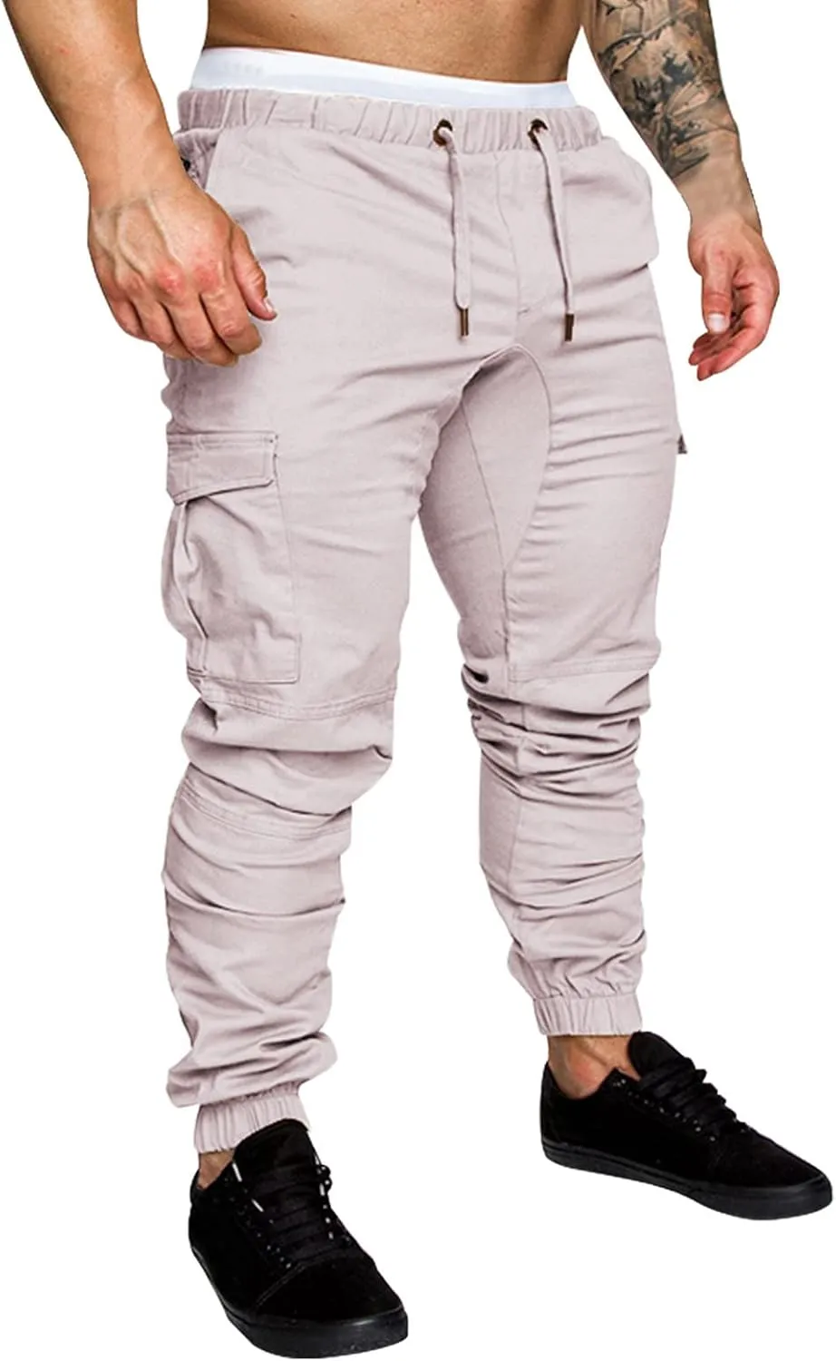 Cargo Pants for Men Relaxed Fit Multi-Pocket Cargo Pants Drawstring Sports Trousers Stretch Elastic Waist Gym Running