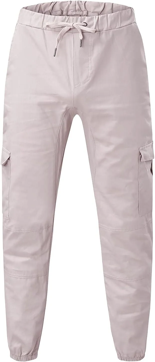 Cargo Pants for Men Relaxed Fit Multi-Pocket Cargo Pants Drawstring Sports Trousers Stretch Elastic Waist Gym Running