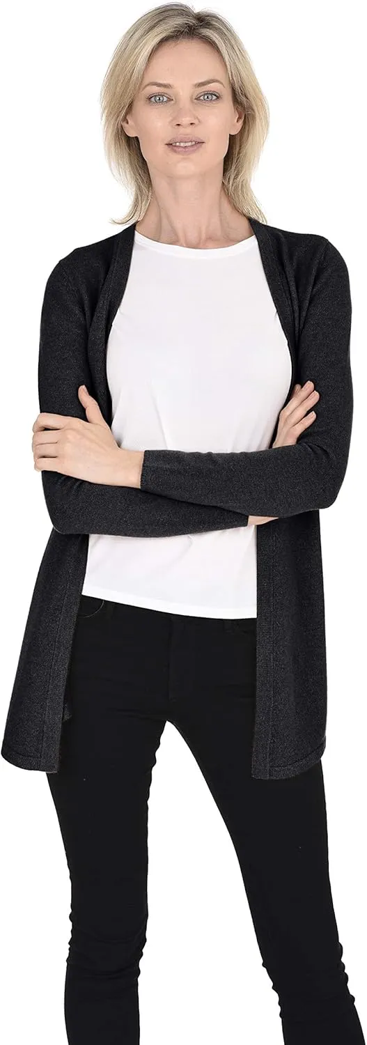 Cashmeren Classic Soft Knit Open Cardigan 100% Merino Wool Long Sleeve Sweater for Women