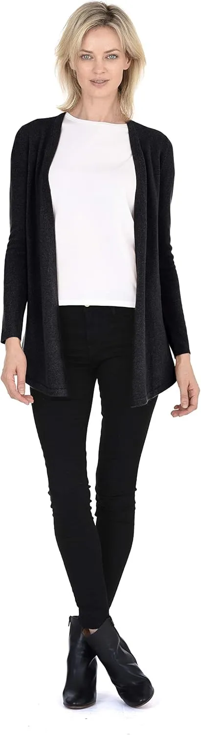 Cashmeren Classic Soft Knit Open Cardigan 100% Merino Wool Long Sleeve Sweater for Women