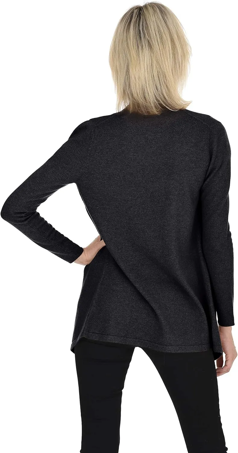 Cashmeren Classic Soft Knit Open Cardigan 100% Merino Wool Long Sleeve Sweater for Women