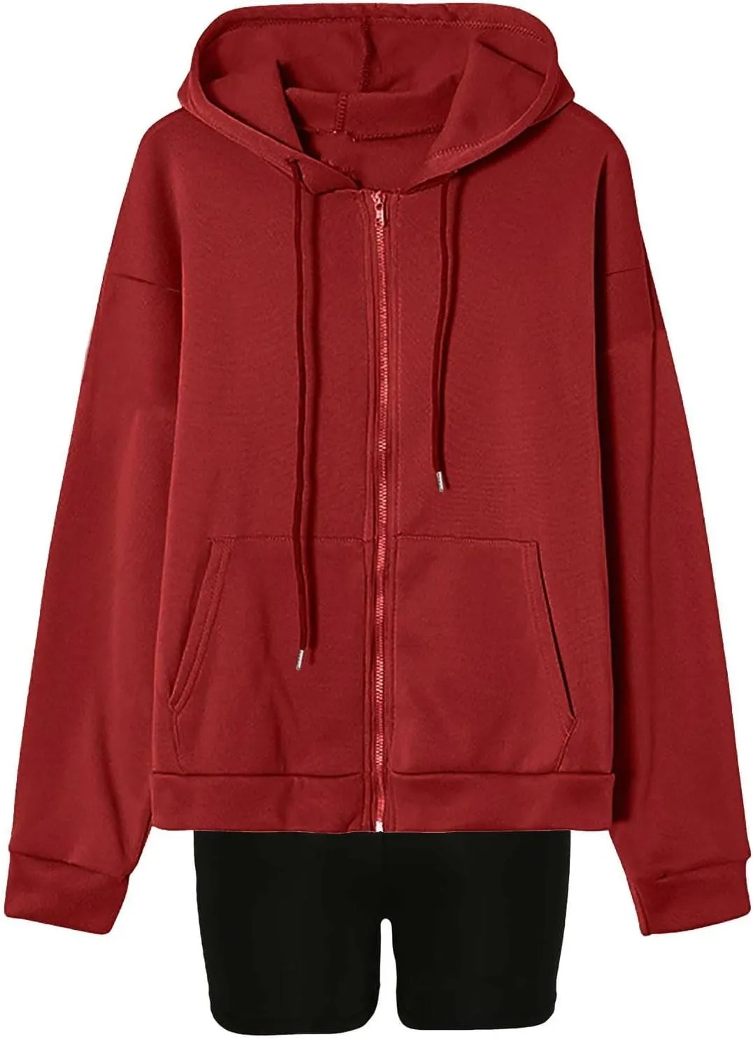 Ceboyel Women 2 Piece Lounge Set 2023 Full Zip Up Hoodies & Lounge Shorts Oversized Comfy Loungewear Sets Athletic Outfits