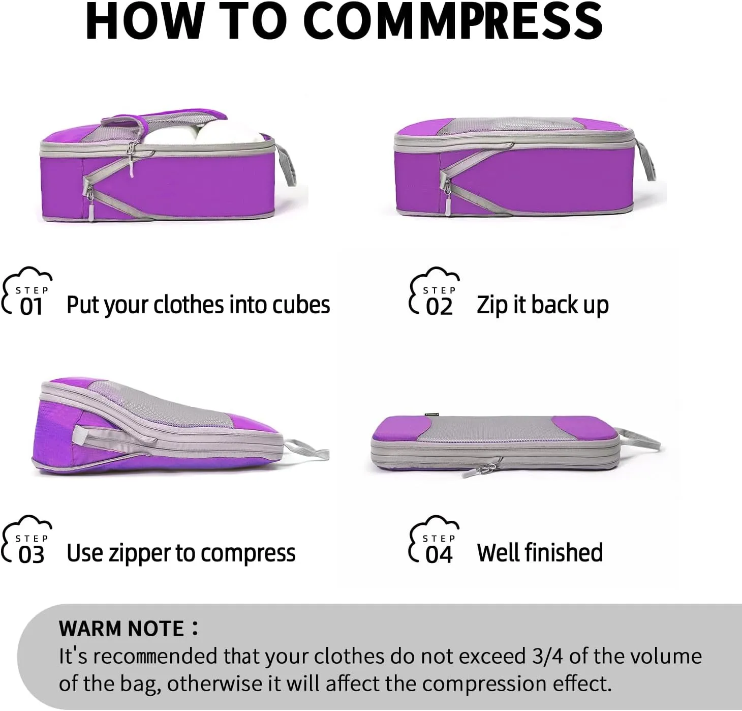 Compression Packing Cubes for Suitcases/Carry On Luggage 4 Set/6 Set Ultralight Organizer Bag Set For Travel Expandable Suitcase Organizer Bags Travel Packing Cubes