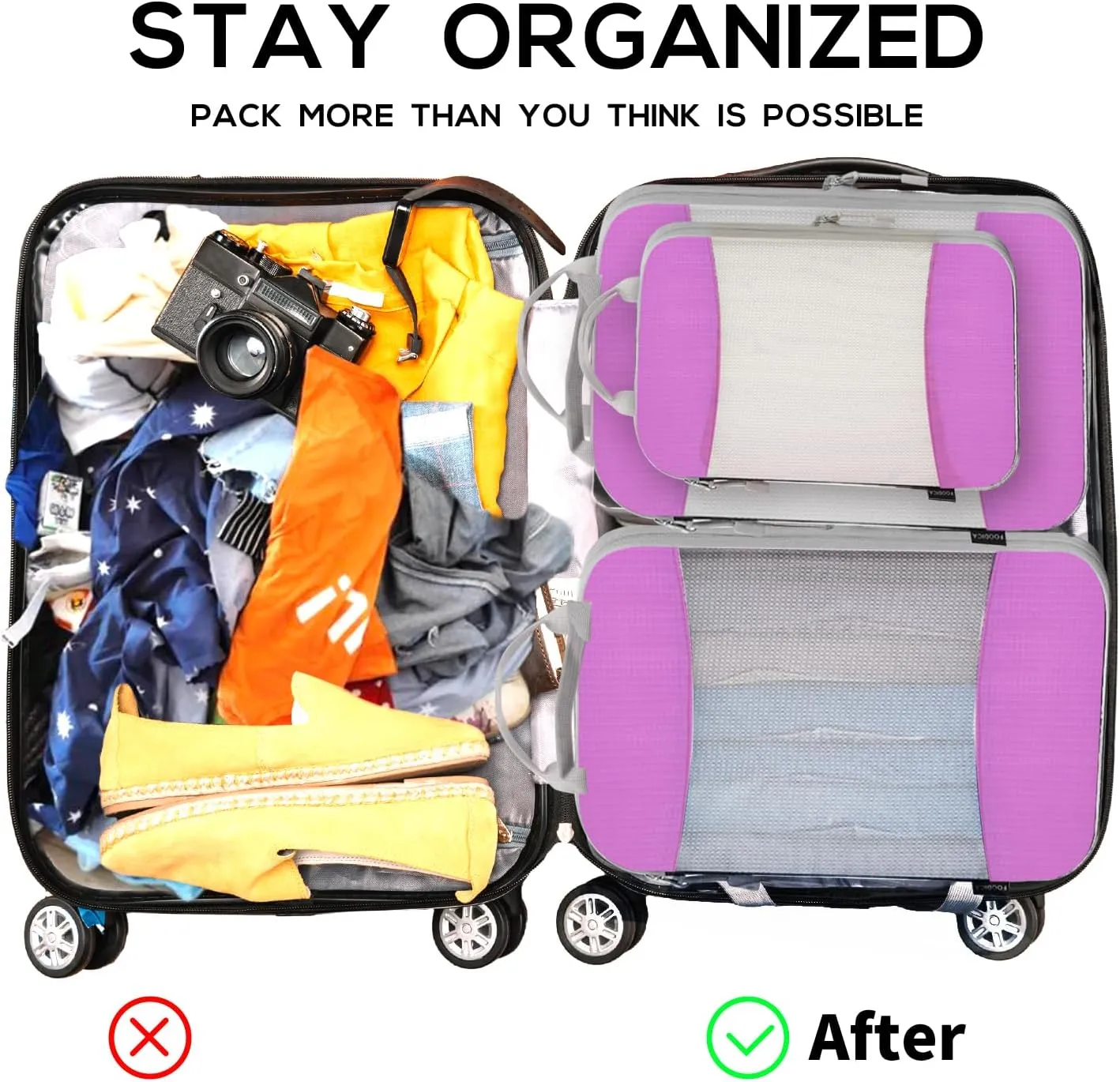 Compression Packing Cubes for Suitcases/Carry On Luggage 4 Set/6 Set Ultralight Organizer Bag Set For Travel Expandable Suitcase Organizer Bags Travel Packing Cubes