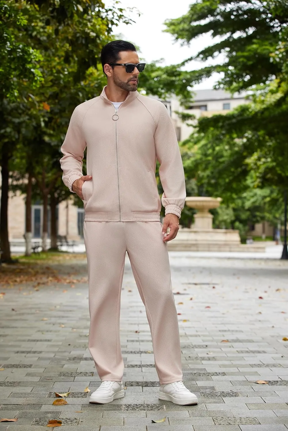 COOFANDY Mens 2 Piece Tracksuit Casual Sweatsuits Full Zip Track Suits Jogging Athletic Suit Sets