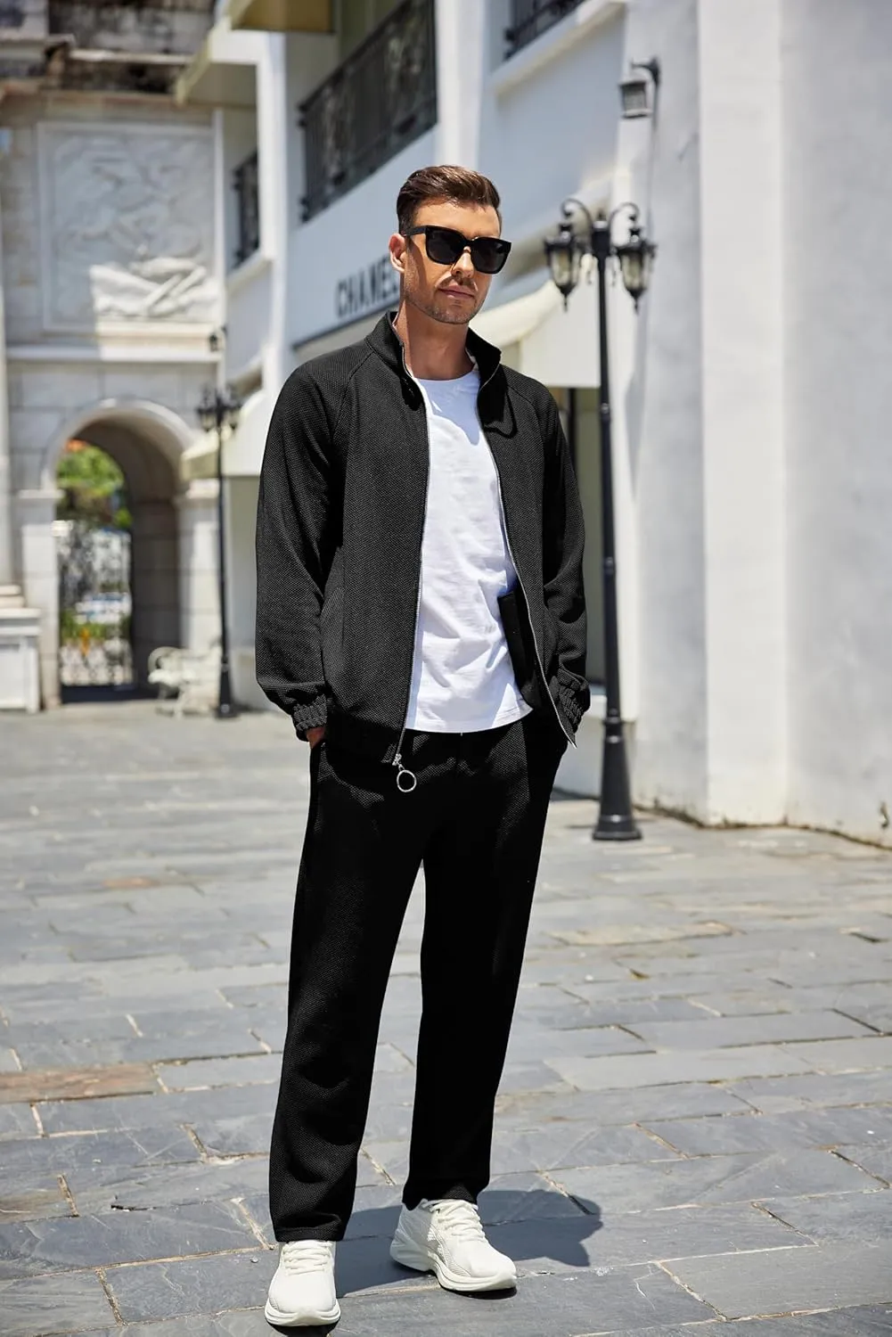 COOFANDY Mens 2 Piece Tracksuit Casual Sweatsuits Full Zip Track Suits Jogging Athletic Suit Sets