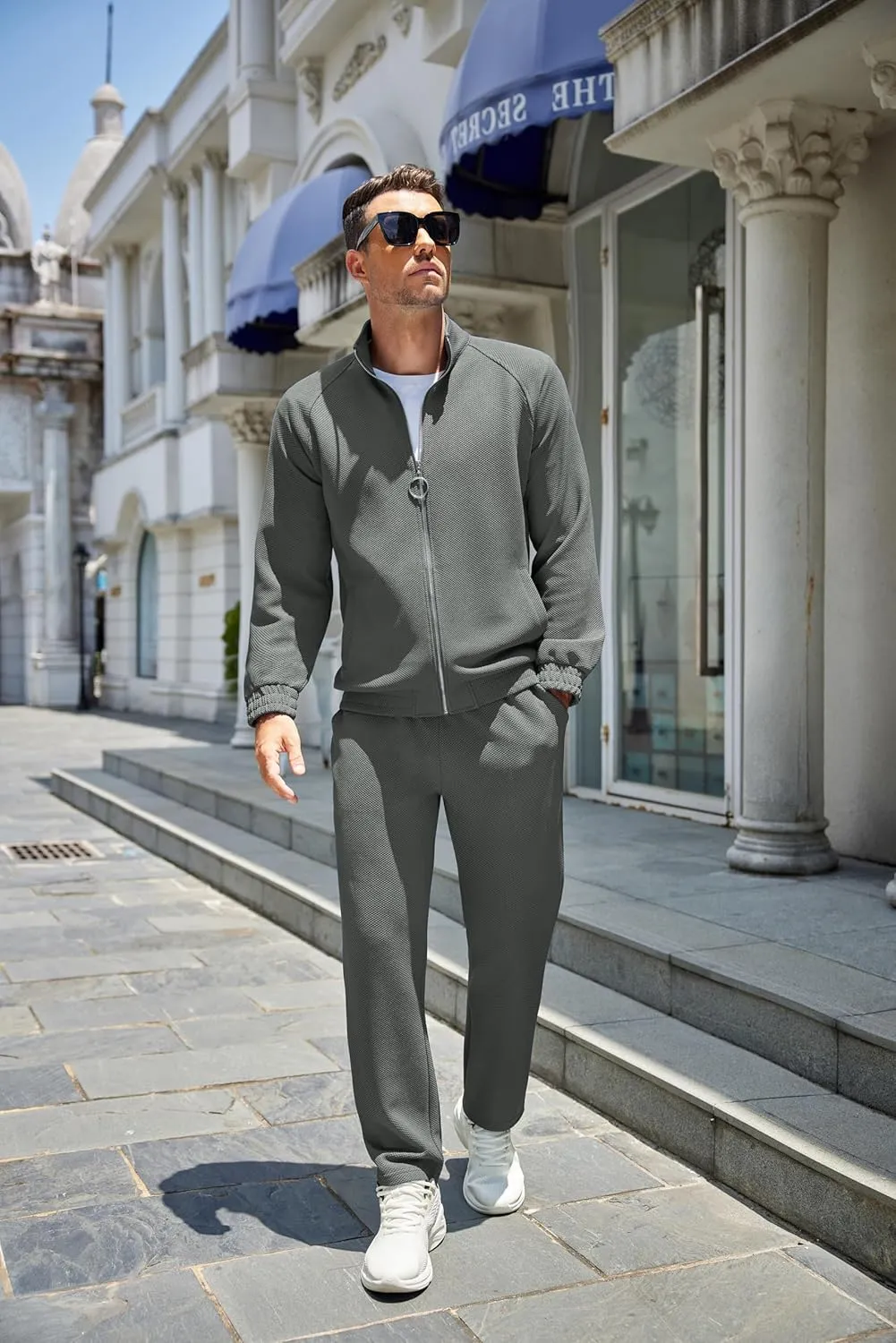 COOFANDY Mens 2 Piece Tracksuit Casual Sweatsuits Full Zip Track Suits Jogging Athletic Suit Sets