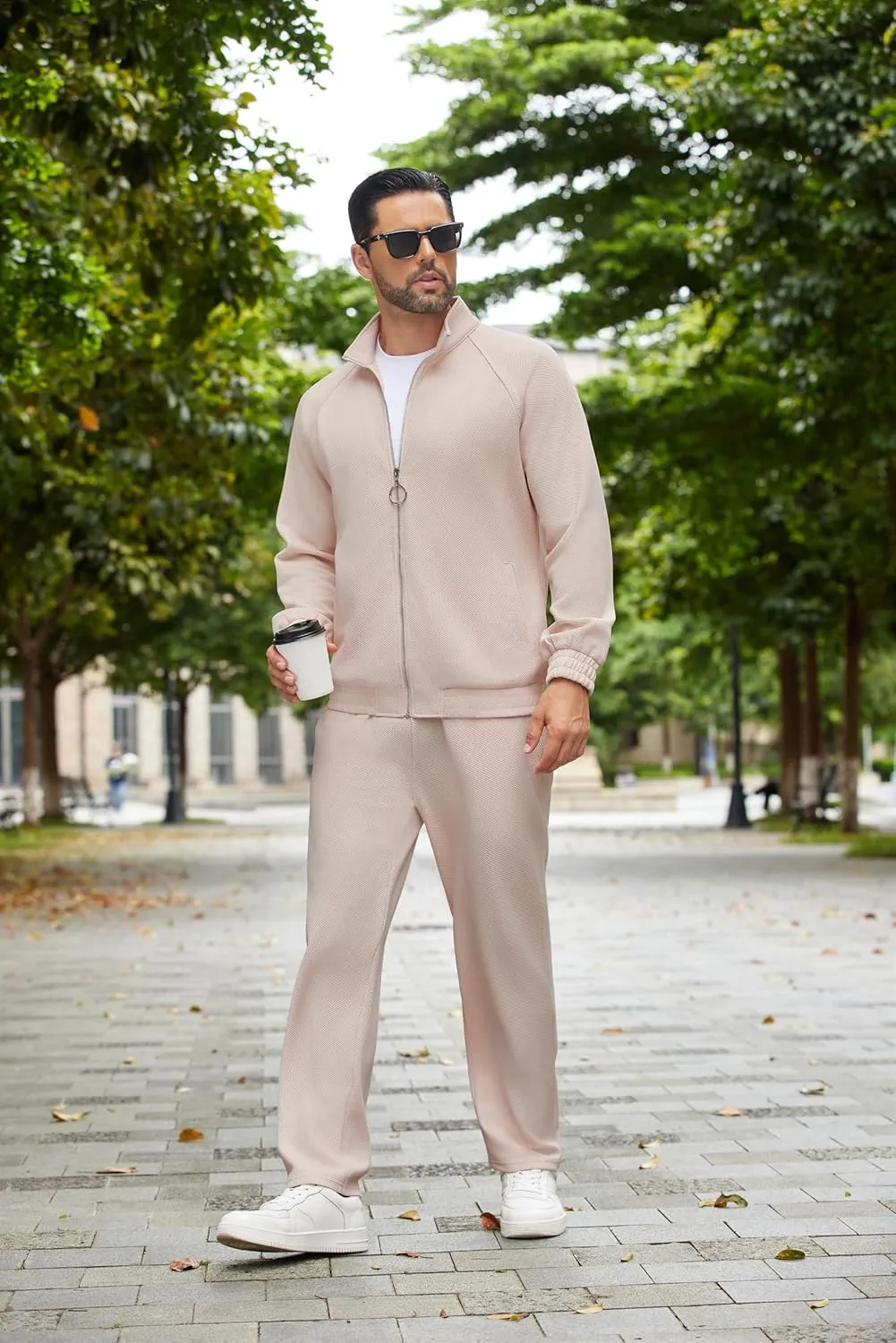 COOFANDY Mens 2 Piece Tracksuit Casual Sweatsuits Full Zip Track Suits Jogging Athletic Suit Sets
