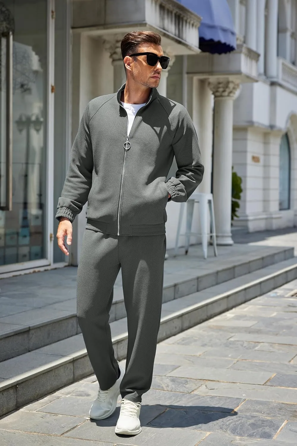 COOFANDY Mens 2 Piece Tracksuit Casual Sweatsuits Full Zip Track Suits Jogging Athletic Suit Sets