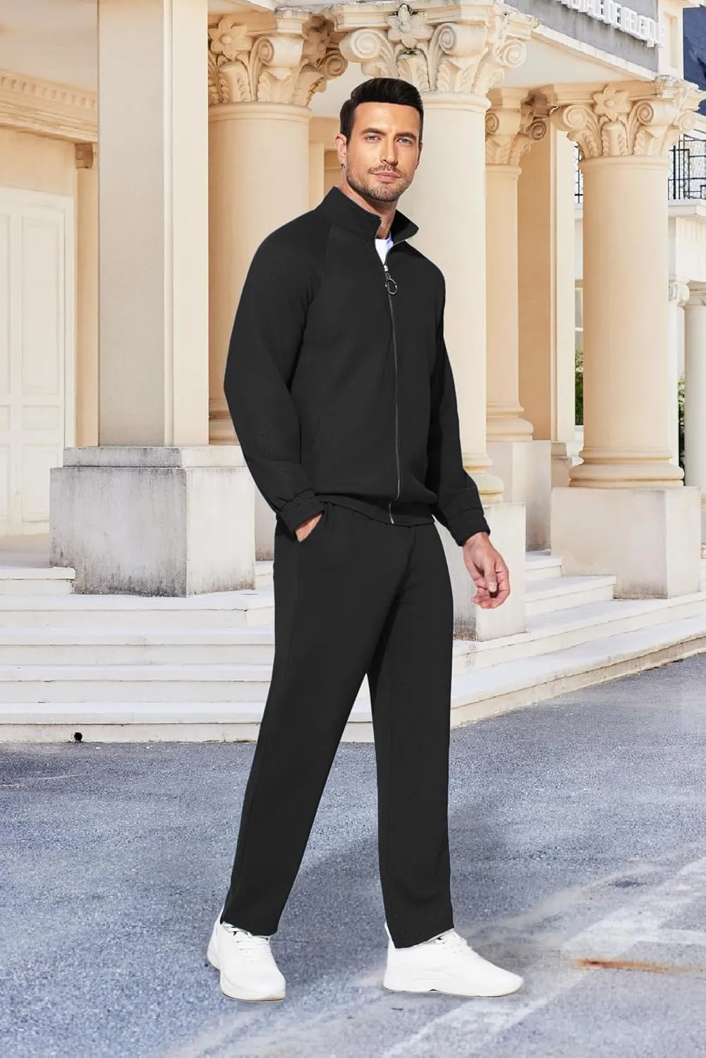 COOFANDY Mens 2 Piece Tracksuit Casual Sweatsuits Full Zip Track Suits Jogging Athletic Suit Sets