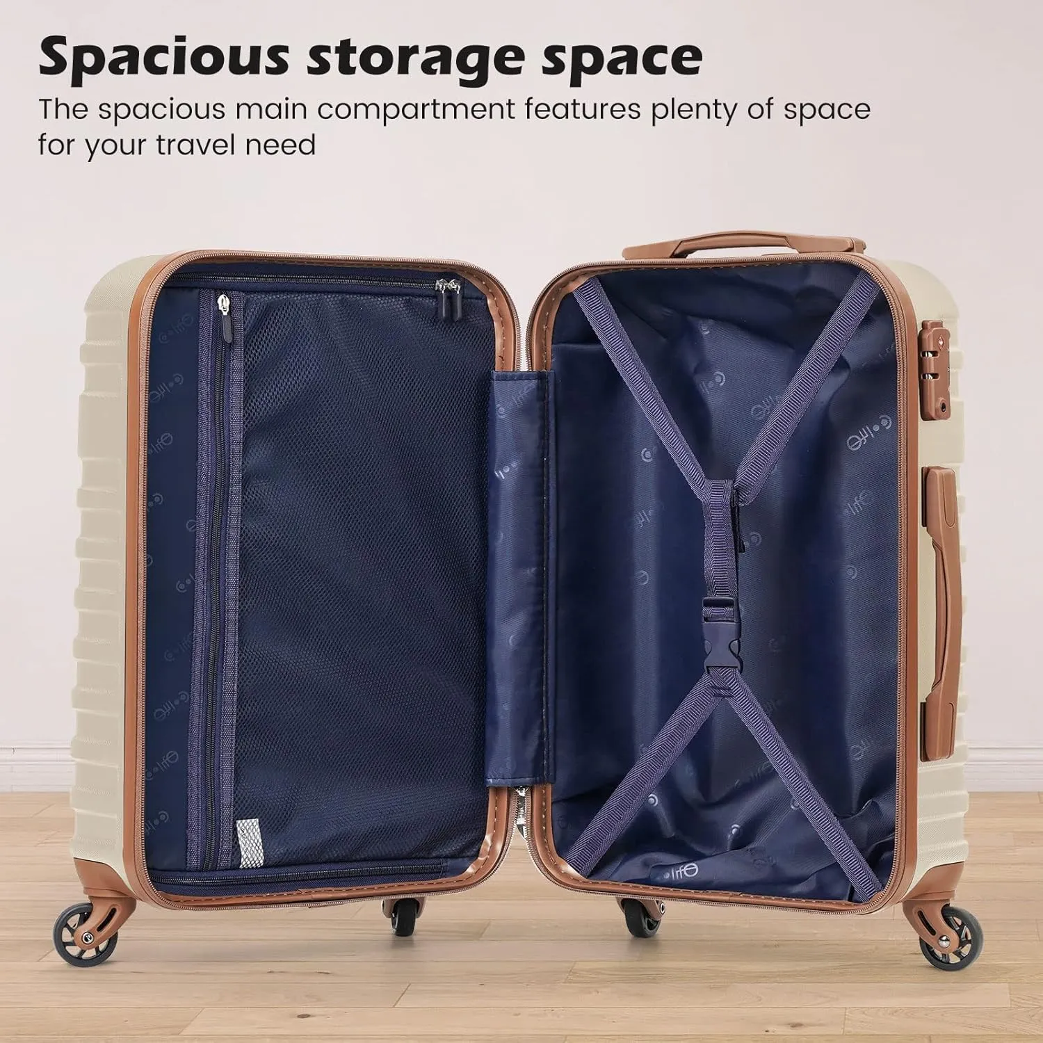 Coolife Luggage Sets Suitcase Set 3 Piece Luggage Set Carry On Hardside Luggage with TSA Lock Spinner Wheels (Black, 3 piece set (BP/TB/20))