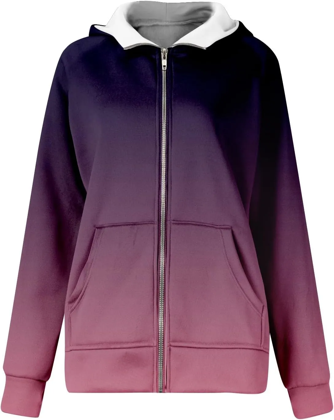 COTECRAM Womens Full Zip Up Hoodie Long Sleeve Oversized Graphic Sweatshirt Fall Jacket with Pockets Fashion Clothes 2024