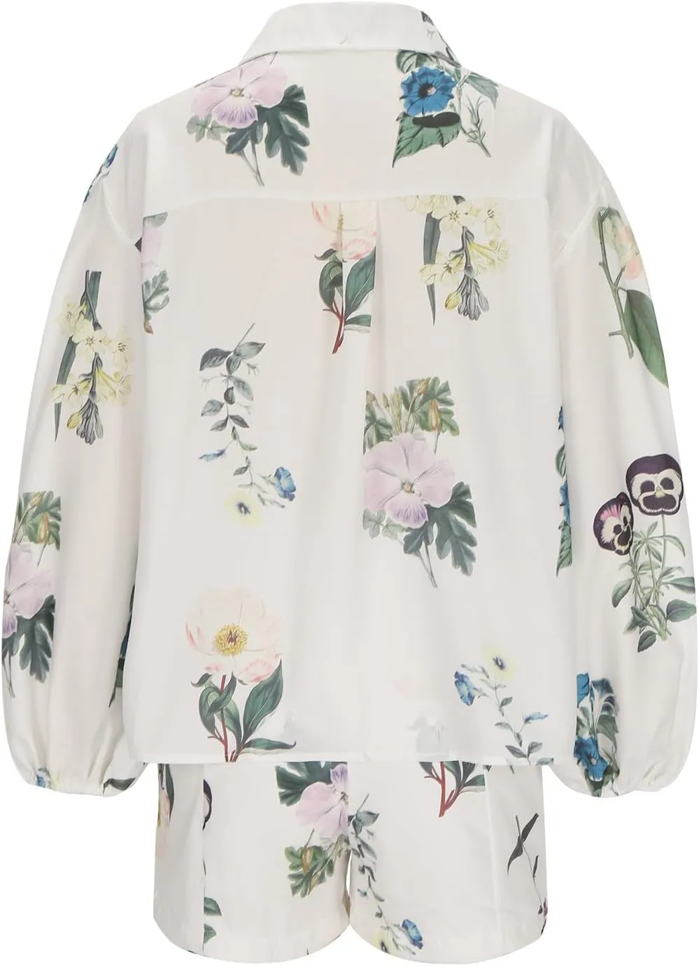 DDAPJ pyju Womens High Waist Shorts Set Dressy Casual Long Sleeve Button Down Shirt 2025 Summer Floral Print Matching Sets