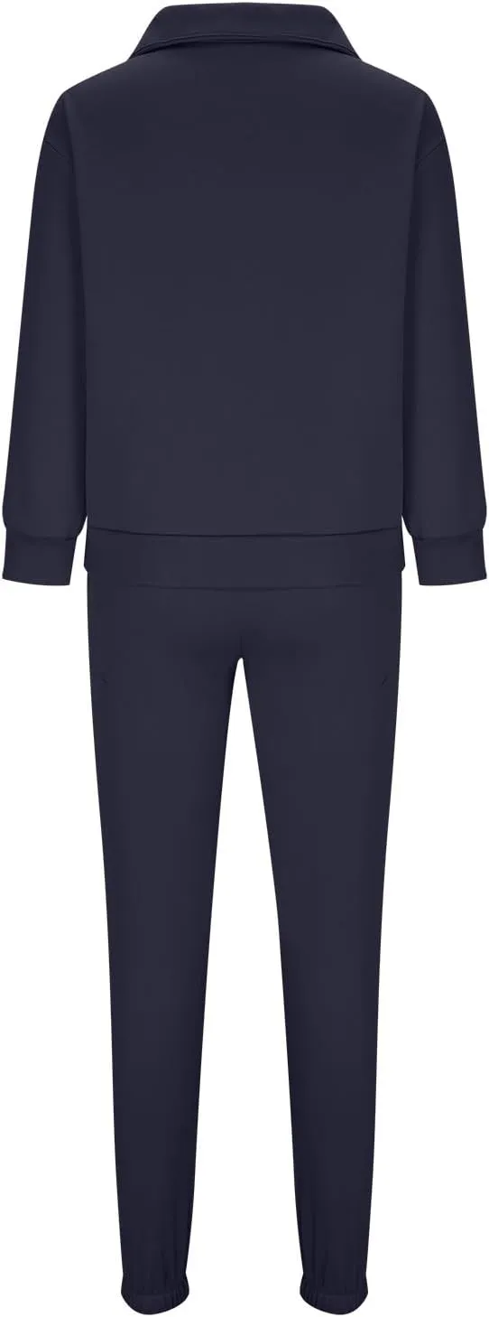 DOLKFU Women 2 Piece Outfits 1/2 Zipper Collared Hoodies High Waist Pants with Pockets Lounge Sets Loose Sweatsuit