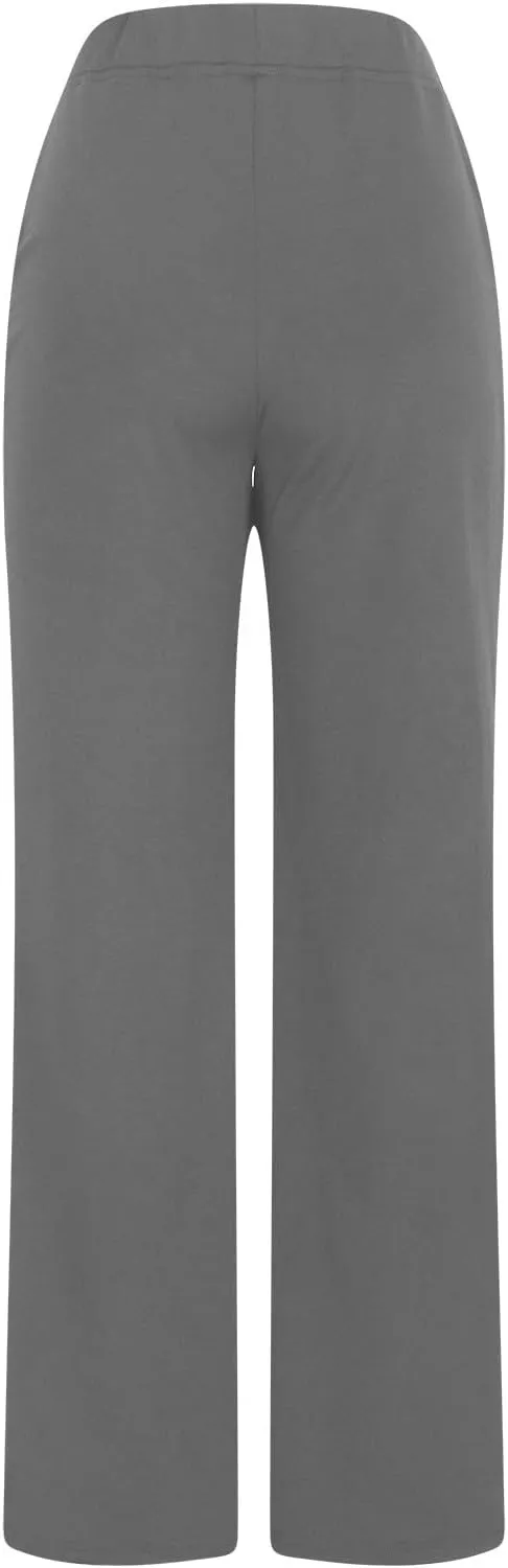 Dress Pants for Women Casual High Waisted Business Stretch Work Trouser Solid Elasticated Waist Bootcut Suit Pant with Pocket