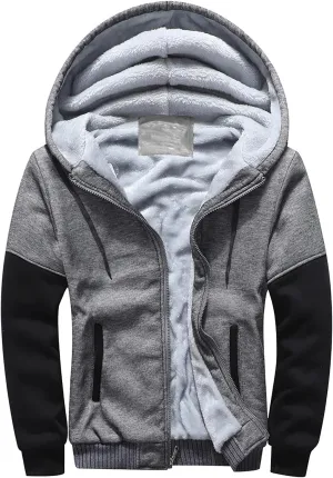 DuDubaby Cotton Hoodie for Men Winter Warm Fleece Hooded Zipper Sweater Jacket Outwear Coat Plus Size