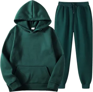 DuDubaby Faux Fur Hoodie For Men Hooded Sportswear Two Piece Long Sleeved Pullover Hoodie Sweatshirt Sweatpants Set