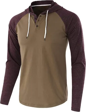 DuDubaby Going Out Tops for Men Casual Patchwork Sports Sweatshirt Long Sleeve Hooded Pullover Top