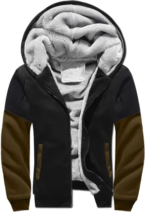 DuDubaby Hoodies for Men Big and Tall Long Sleeve Hoodie Men Winter Warm Fleece Hooded Zipper Sweater Jacket Outwear Coat