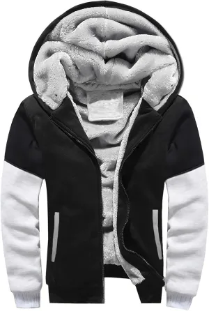 DuDubaby Hoodies for Men Big and Tall Long Sleeve Hoodie Men Winter Warm Fleece Hooded Zipper Sweater Jacket Outwear Coat