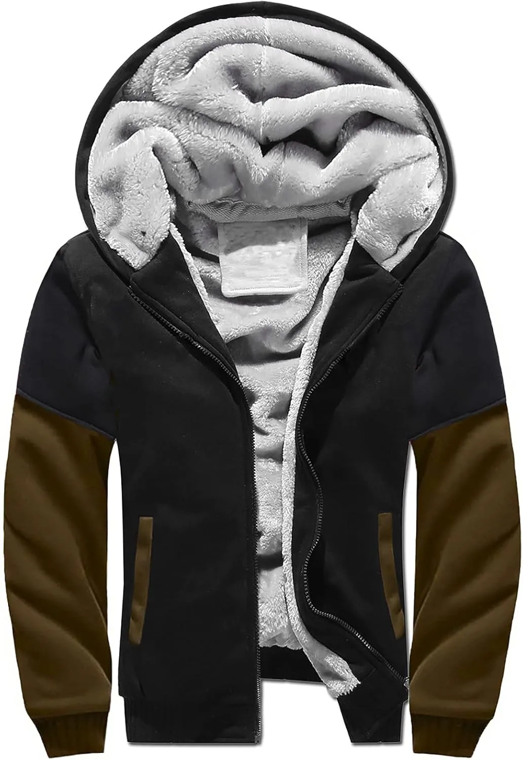 DuDubaby Hoodies for Men Big and Tall Long Sleeve Hoodie Men Winter Warm Fleece Hooded Zipper Sweater Jacket Outwear Coat