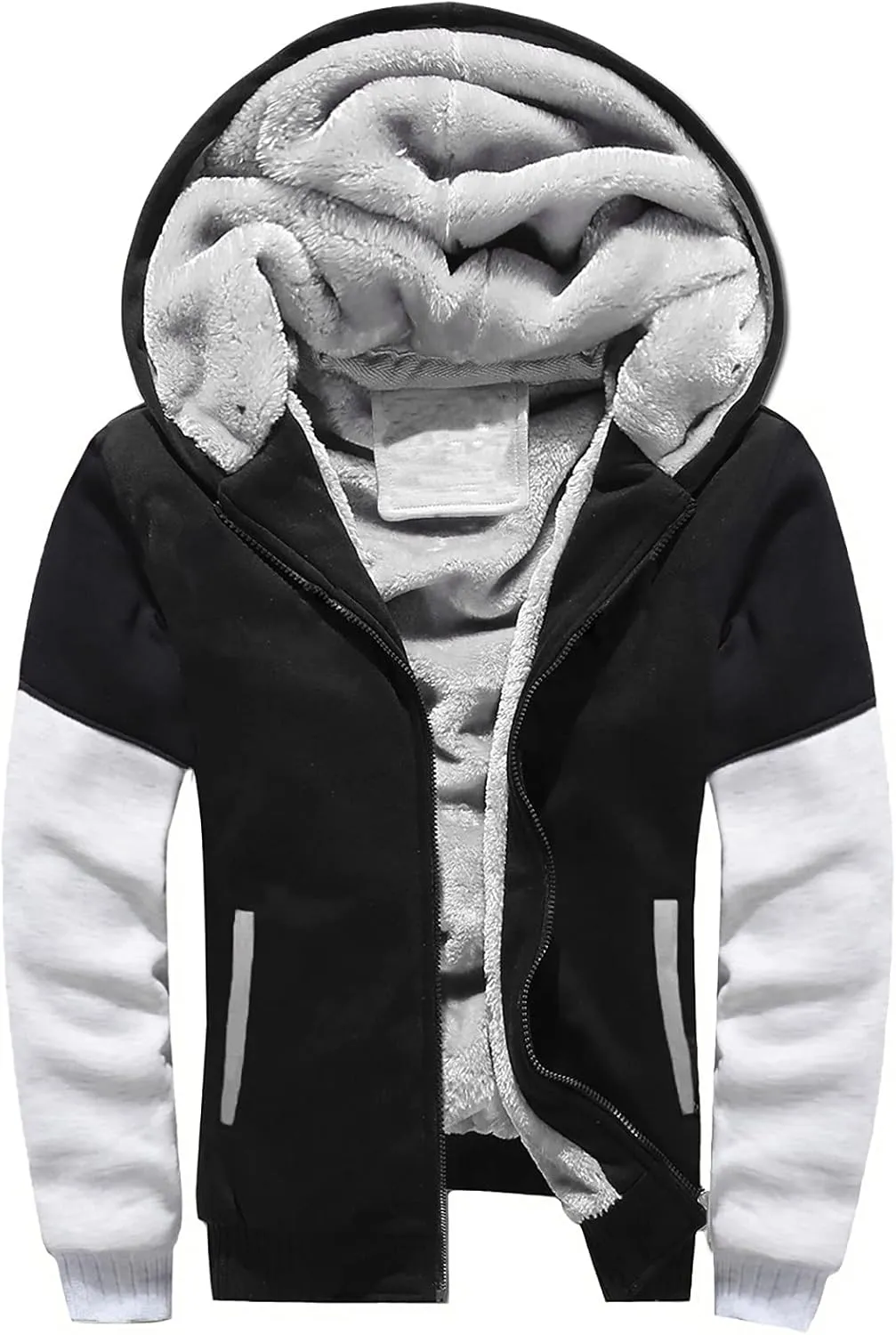 DuDubaby Hoodies for Men Big and Tall Long Sleeve Hoodie Men Winter Warm Fleece Hooded Zipper Sweater Jacket Outwear Coat