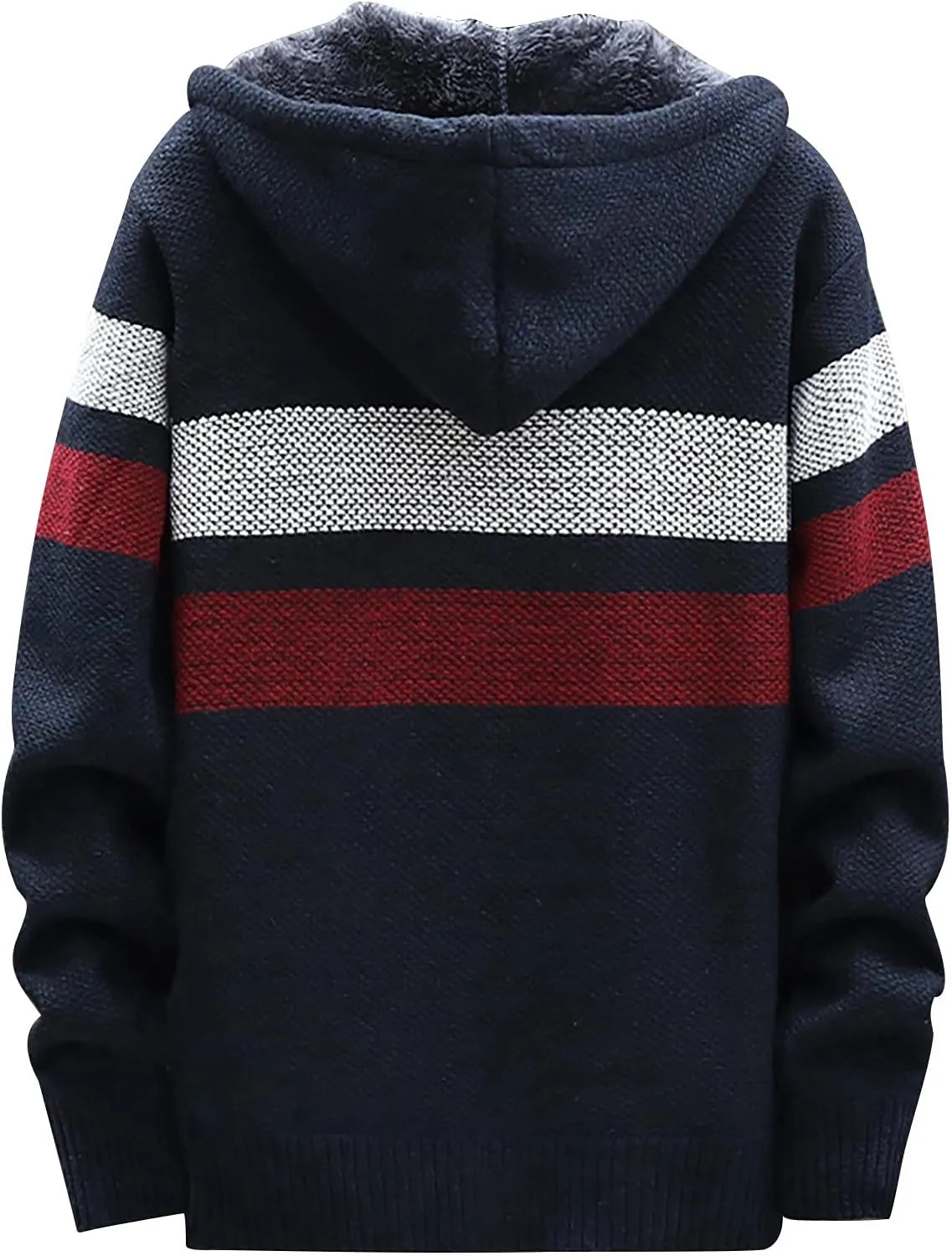 DuDubaby Men Hoodies for Men Fall and Winter Casual Sweater Jacket Warm Knit Sweater Hooded Hoodie