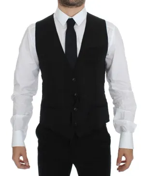 Elegant Black Wool Dress Vest