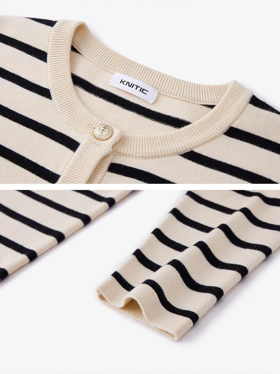 Elegant Striped Cardigan for Women, Button Down Sweaters for Women, Classic Striped Sweater Women in Soft Knit Fabric