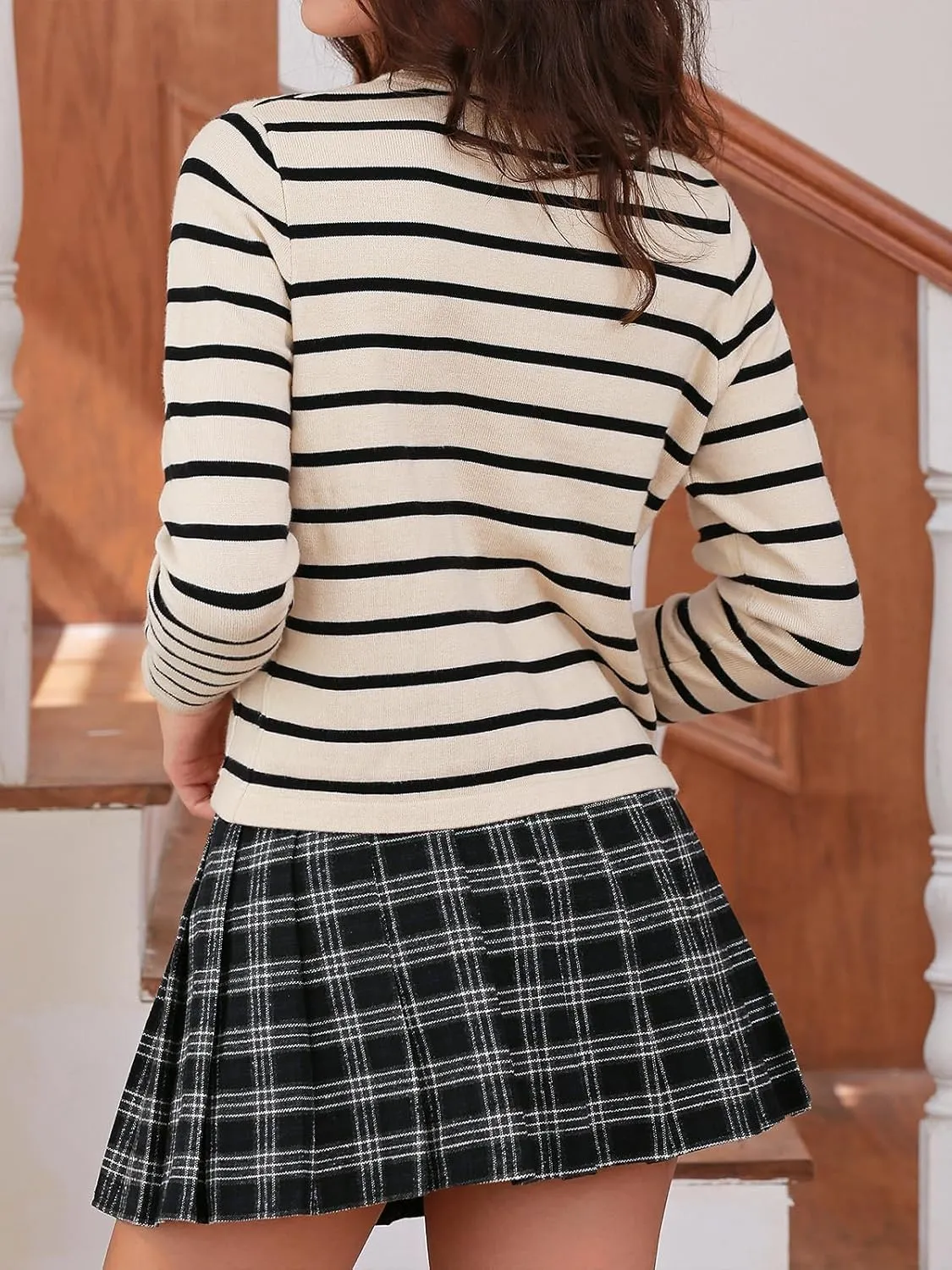 Elegant Striped Cardigan for Women, Button Down Sweaters for Women, Classic Striped Sweater Women in Soft Knit Fabric