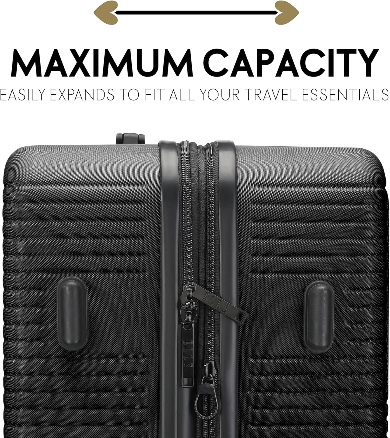 Elle Passage 3 Piece Expandable Retro Spinner Luggage Set (Black, 3-Piece Set)