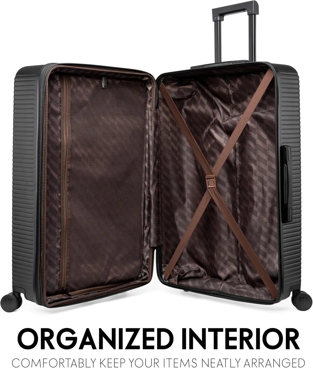 Elle Passage 3 Piece Expandable Retro Spinner Luggage Set (Black, 3-Piece Set)